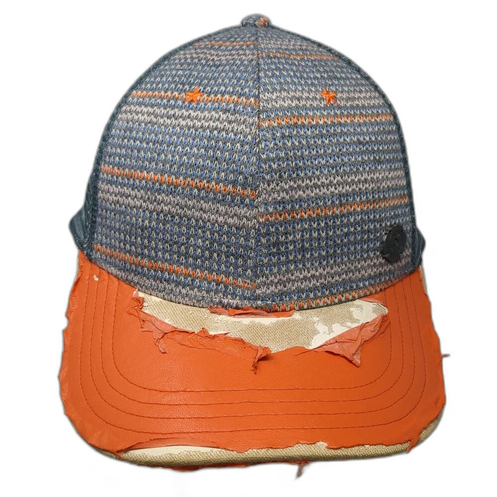 Pistil Trucker Hat Gray Orange One Size Mesh Snapback Star Knit Pattern Brim